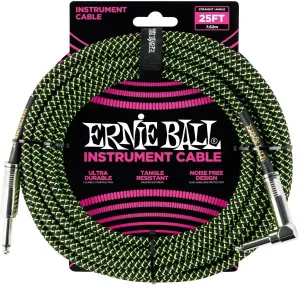 Ernie Ball P06066 Čierna-Zelená 7,5 m Rovný - Zalomený