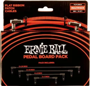 Ernie Ball Flat Ribbon Patch Cables Pedalboard Červená 15 cm-30 cm-60 cm-7,5 cm Zalomený - Zalomený