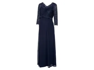 esmara® Dámske tehotenské šaty s elegantnou čipkou (L (44/46), námornícka modrá)