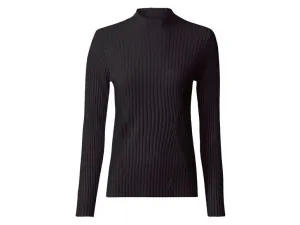esmara® Dámsky sveter z rebrovitej pleteniny (XS (32/34), čierna)