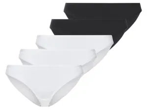 esmara® Dámske bavlnené nohavičky, 5 kusov (L (44/46), čierna/biela) #3996116