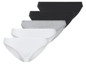 esmara® Dámske bavlnené nohavičky, 5 kusov (L (44/46), čierna/sivá/biela)
