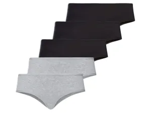 esmara® Dámske bedrové nohavičky XXL, 5 kusov (XL (48/50), čierna/sivá)