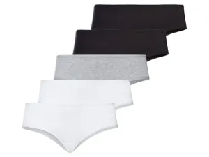 esmara® Dámske bedrové nohavičky XXL, 5 kusov (XL (48/50), čierna/sivá/biela) #3996137