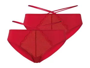 esmara® Dámske čipkované nohavičky, 2 kusy (M (40/42), červená)
