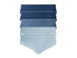 esmara® Dámske nohavičky s čipkou, 5 kusov (L (44/46), navy modrá/bledomodrá)