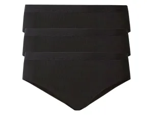 esmara® Dámske rebrované bedrové nohavičky, 3 kusy (M (40/42), čierna)
