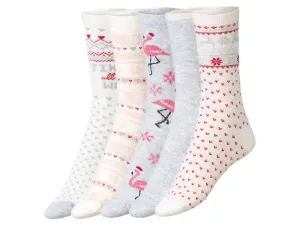 esmara® Dámske ponožky s vianočným motívom, 5 párov (39/42, biela/bledosivá/bledoružová)