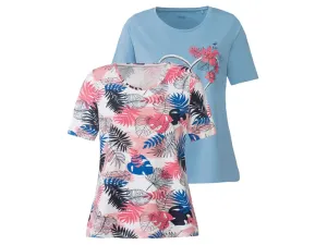 esmara® Dámske tričko, 2 kusy (M (40/42), ružová/modrá)