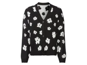 esmara® Dámsky sveter (XS (32/34), kvety/čierna/biela)