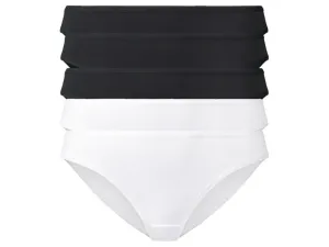 esmara® Dámske bavlnené nohavičky, 5 kusov (L (44/46), čierna/biela) #5954055