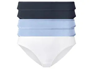 esmara® Dámske bavlnené nohavičky, 5 kusov (M (40/42), navy modrá/bledomodrá/biela)