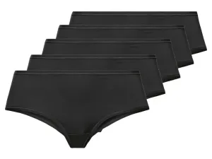 esmara® Dámske bedrové nohavičky, 5 kusov (L (44/46), čierna)
