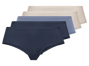 esmara® Dámske bedrové nohavičky, 5 kusov (XS (32/34), navy modrá/modrá/béžová)
