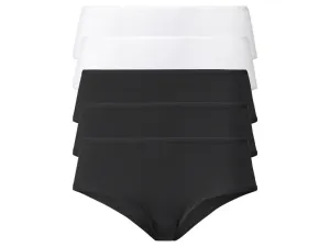 esmara® Dámske bedrové nohavičky, 5 párov (M (40/42), čierna/biela)