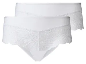 esmara® Dámske bedrové nohavičky s čipkou, 2 kusy (L (44/46), biela)