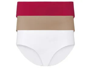 esmara® Dámske bezšvové nohavičky, 3 kusy (L (44/46), červená/béžová/biela)