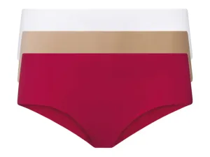 esmara® Dámske bezšvové nohavičky, 3 kusy (L (44/46), červená/béžová/biela)