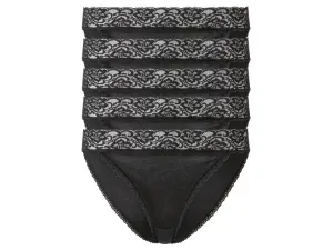 esmara® Dámske nohavičky s čipkou, 5 kusov (S (36/38), čierna)