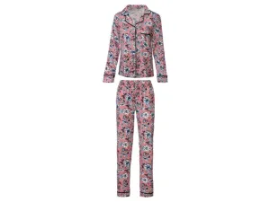 esmara® Dámske flanelové pyžamo (XS (32/34), kvety/bledoružová)