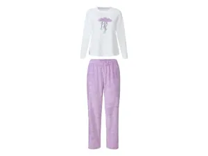 esmara® Dámske plyšové pyžamo (L (44/46), biela/fialová)