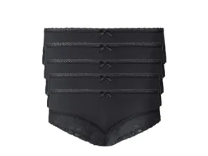 esmara® Dámske bedrové nohavičky s čipkou, 5 kusov (L (44/46), čierna)