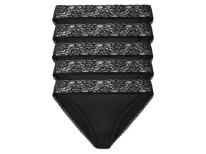 esmara® Dámske nohavičky s čipkou, 5 kusov (L (44/46), čierna) #7917076
