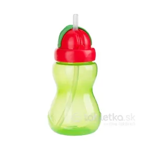 Canpol Babies športová fľaša so silikónovou slamkou 12m+, 270ml zelená