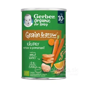 Gerber Organic Chrumky Pšenično-ovsené s mrkvou a pomarančom 10m+, 35g