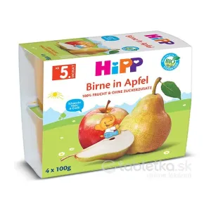HiPP BIO 100% OVOCIE Jablká s hruškami ovocný príkrm (od ukonč. 4. mesiaca) 4x100 g