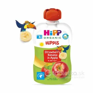 HiPP HiPPis 100% Ovocie Jablko Banán Jahoda kapsička (od ukonč. 4. mesiaca) ovocný príkrm 100 g