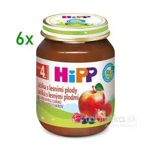 HiPP Príkrm ovocný BIO Jablká s lesnými plodmi 4m+, 6x125g
