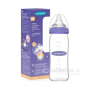 Lansinoh Sklenená dojčenská fľaša s NaturalWave cumľom 240 ml, 1 ks