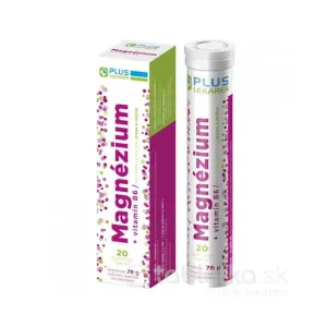 PLUS LEKÁREŇ Magnézium + vitamín B6 grep, malina 20 šumivých tabliet