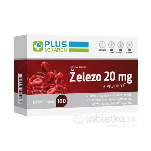 PLUS LEKÁREŇ Železo 20 mg + vitamín C 100 tabliet
