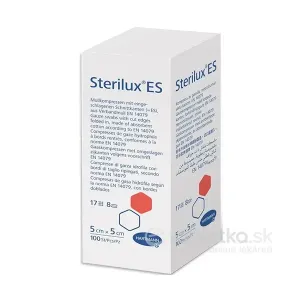 STERILUX ES STER. kompres sterilný, 17 vlákien 8 vrstiev (5x5 cm) 25x2 (50 ks)