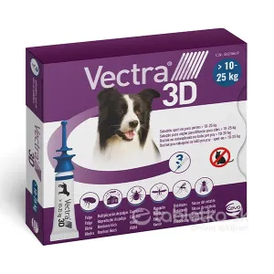 Vectra 3D spot-on psy M (10–25kg) roztok na kožu 3x3,6ml