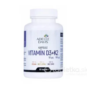 ADELLE DAVIS Vitamín D3+K2, 60 kapsúl