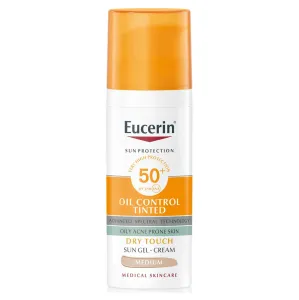 Eucerin Sun Oil Control Tinted Dry Touch Sun Gel-Cream SPF50+ 50 ml opaľovací prípravok na tvár U Medium na mastnú pleť; na problematickú pleť s akné