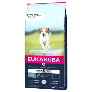 Eukanuba Grain Free Adult Small / Medium Breed s lososom - výhodné balenie: 2 x 12 kg