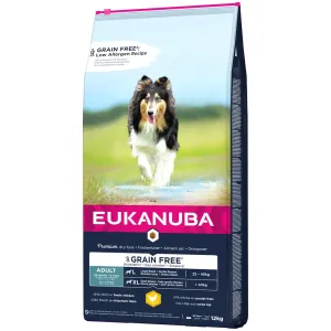 Eukanuba Grain Free Adult Large Breed Chicken - výhodné balenie: 2 x 12 kg