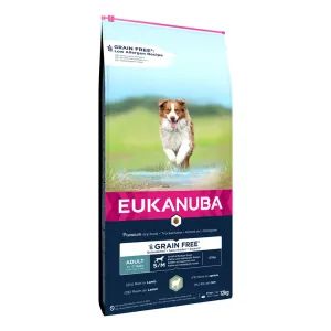 Eukanuba Grain Free Adult Small & Medium Breed jahňacie - výhodné balenie: 2 x 12 kg