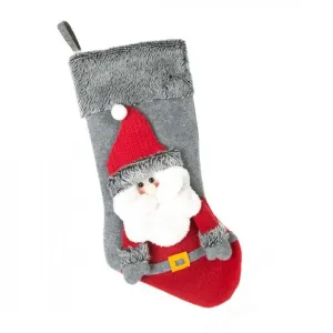 Vianočná ponožka MERY1 s 3D Mikulášom 50x25 cm