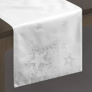 Vianočný obrus štóla v bielo striebornej kombinácii 35x140
