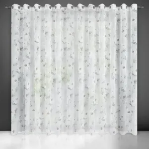 Biela záclona na krúžkoch BESSY s potlačou 350x250 cm