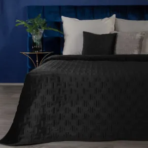 Čierny zamatový prehoz na posteľ v nadčasovom designe Šírka: 170 cm | Dĺžka: 210 cm