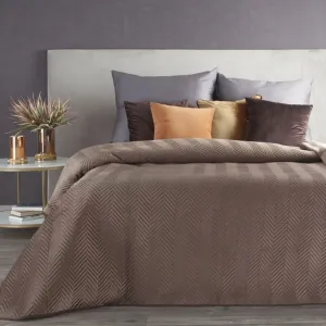 Hnedý obojstranný prehoz na posteľ s dekoračným prešívaním Šírka: 230 cm | Dĺžka: 260 cm