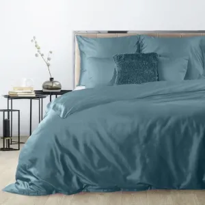 Luxusné posteľné obliečky z bavlneného saténu na zips v petrolejovej farbe 3 časti: 1ks 160 cmx200 + 2ks 70 cmx80