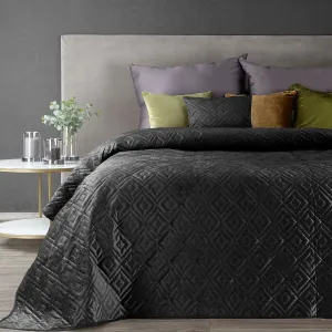 Luxusny čierny prehoz na posteľ prešívaný módnym reliéfnym vzorom Šírka: 170 cm | Dĺžka: 210 cm