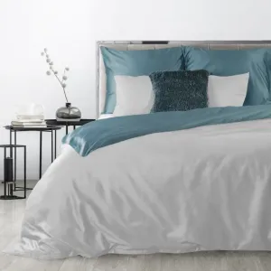 Luxusné sivo tyrkysové posteľné obliečky bavlnený satén 3 časti: 1ks 200x220 + 2ks 70 cmx80